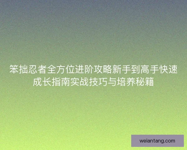 笨拙忍者全方位进阶攻略新手到高手快速成长指南实战技巧与培养秘籍