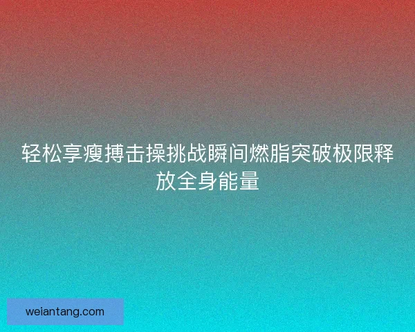 轻松享瘦搏击操挑战瞬间燃脂突破极限释放全身能量