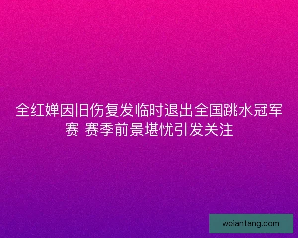 全红婵因旧伤复发临时退出全国跳水冠军赛 赛季前景堪忧引发关注